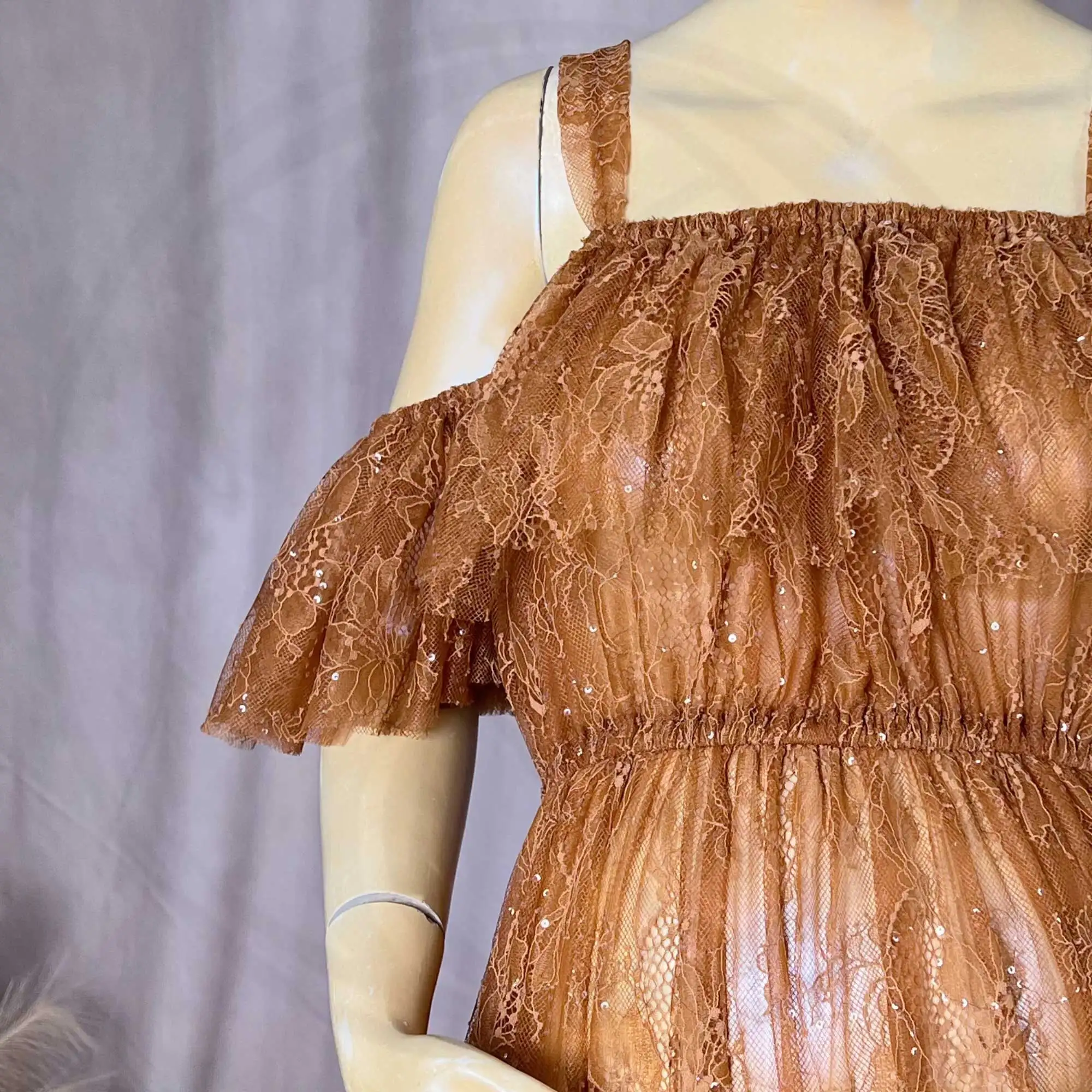 Don&Judy Maternity Dresses Photoshoot Sequin Lace Patchwork Tulle Strapless Tiered Dress Pregnancy Formal Wear Women's Gowns