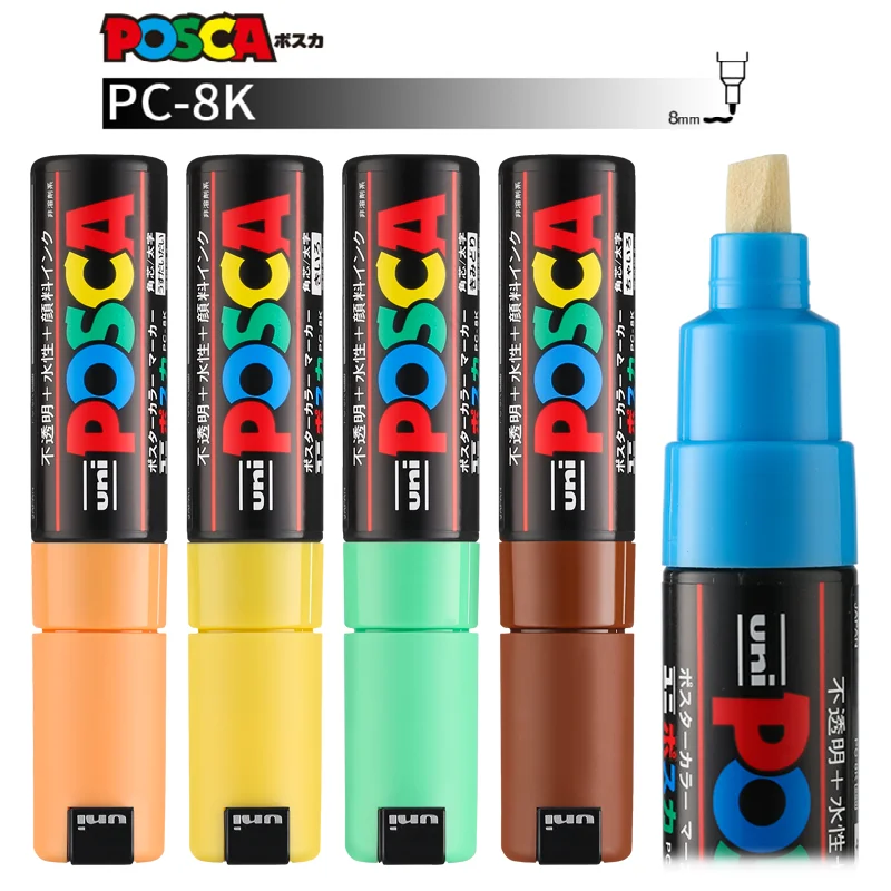 1pcs Uni Posca Acrylic Markers Pen PC-8K Color Paint Pen Quick Drying Waterproof ,For Art Poster Graffiti Advertisement Painting