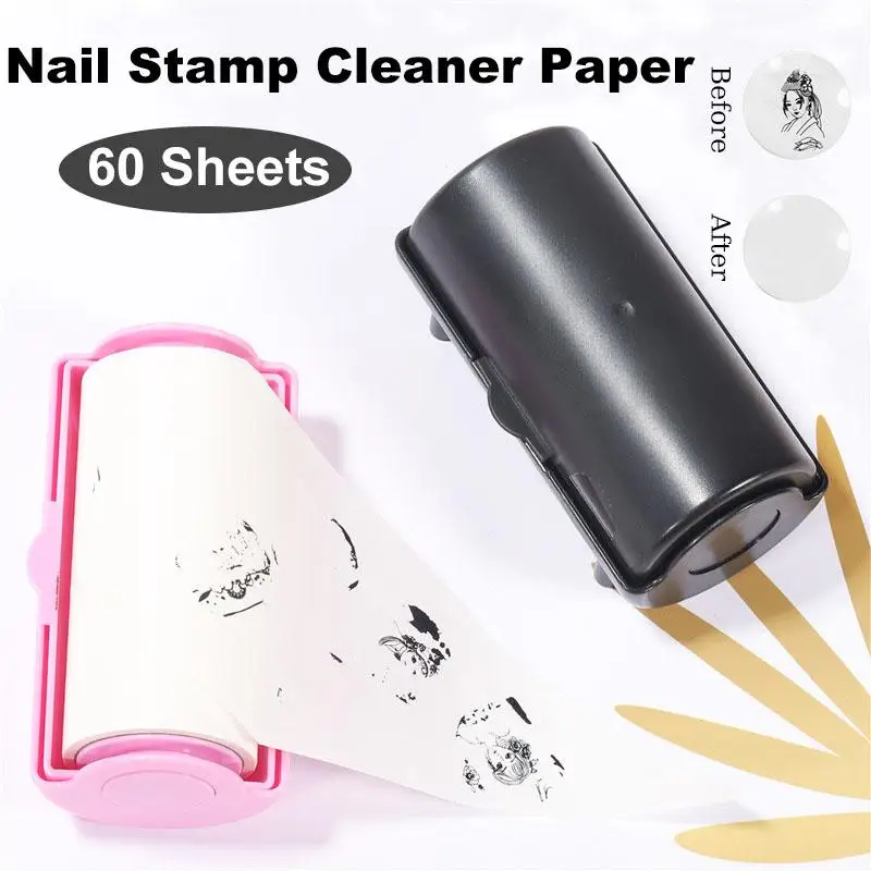 60 vel/Roll Dubbelzijdig Nagel Stempel Vloeipapier Nail Art Stamper Patroon Afdrukken Olie Removal Tool Nagel Stempel vloeipapier
