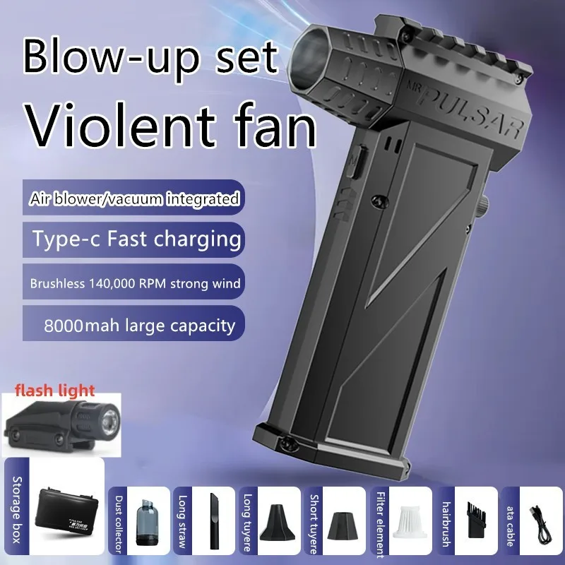 Mini Turbo Jet Fan Portable Turbo Fan 140000RPM Jet Turbo Blower Brushless Motor Handheld Duct Fan Cleaning Tool Type-C