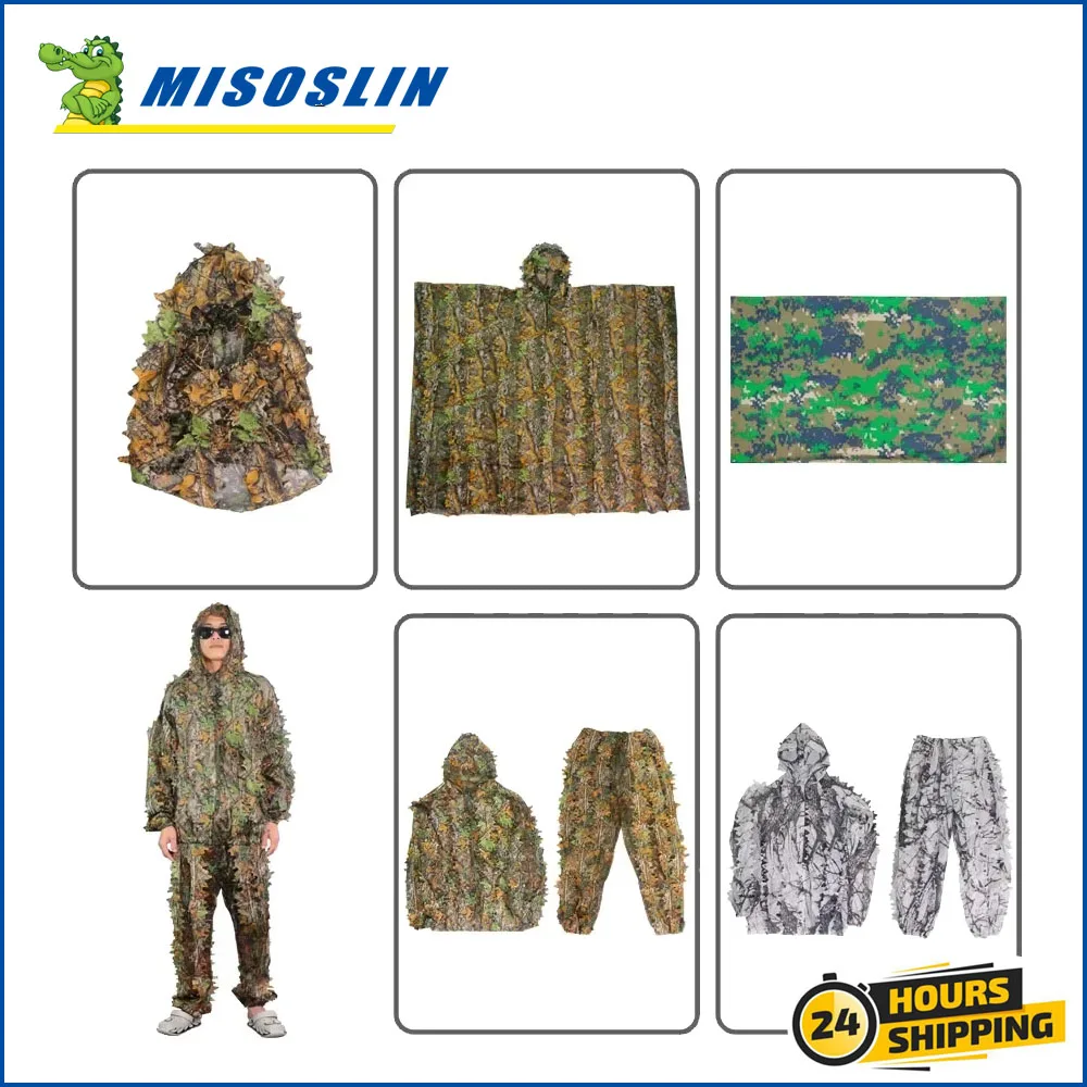 3D Leaf Camouflage Hunting Suits Gillies Suits ,Leafy Camo Hunting Suitsfor Jungle Hunting, Shooting,Ghillie Suit for Men Youth