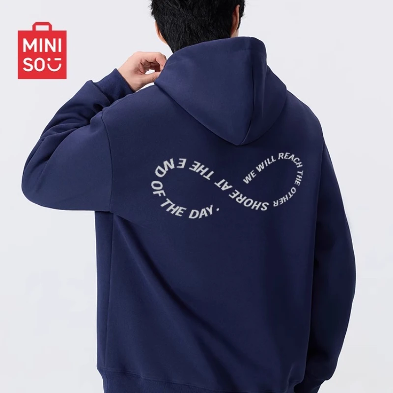 

Miniso Letter Hoodie | Men's Heavyweight Pullover, Indie Design Sweatshirt