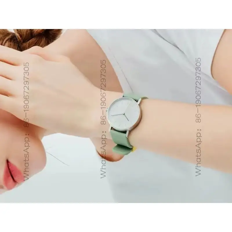 LLLL B001 Avocado Green Simple Design Gift Box Men's and Women's Waterproof Stainless Steel Watch