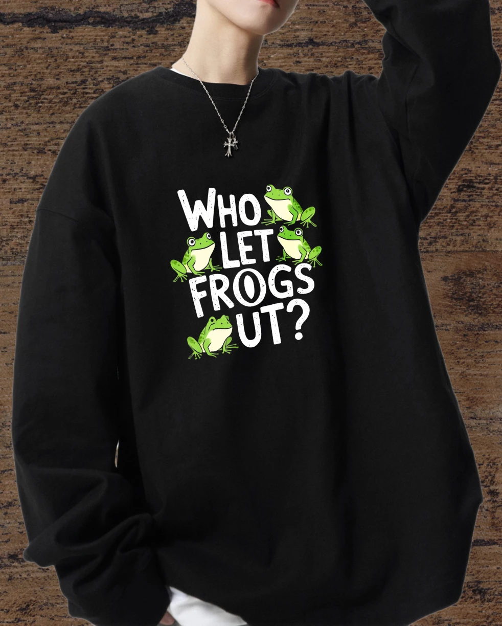 

T shirt men autumn Couple Luxury Long sleeves Graphic tee Who Let Frogs Out 90s vintage clothes Bsketball Printed t shirt Casual