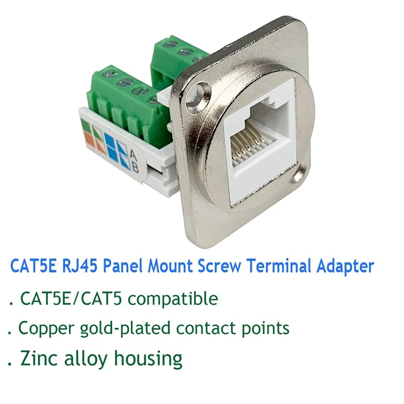 RJ45 adaptor Terminal sekrup dudukan Panel, modul jaringan Terminal tanpa solder tipe D RJ45