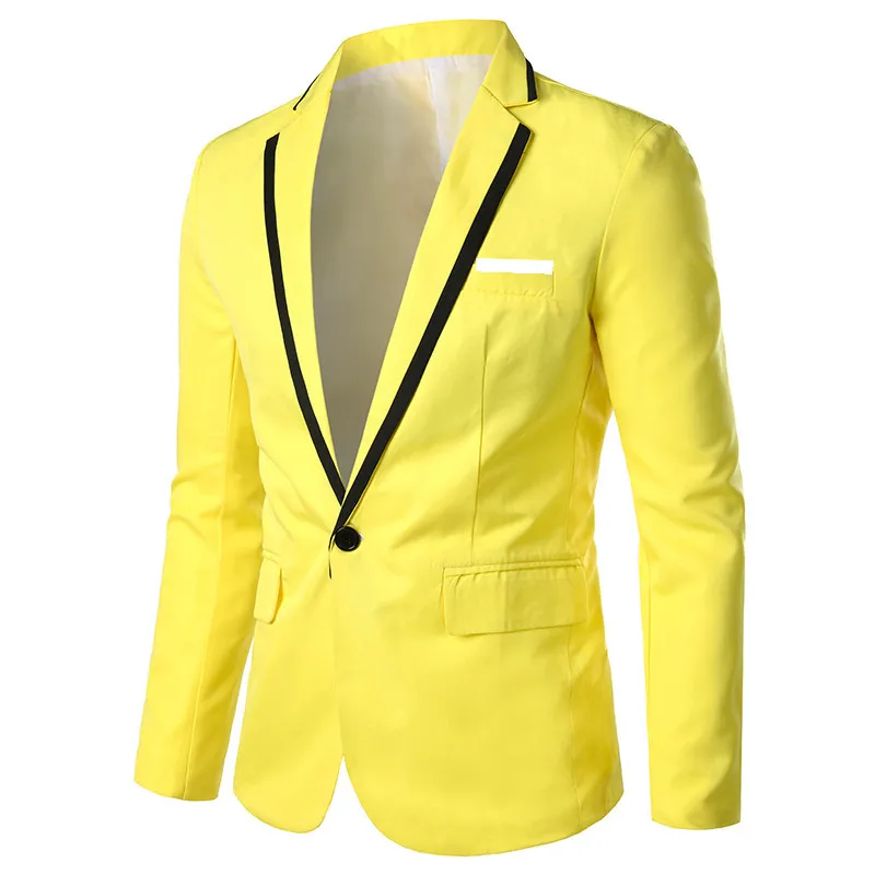 Men's suit jacket fashion ironing free long sleeves slim solid color male blazer