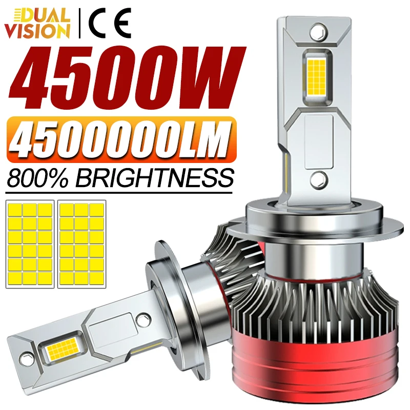 

4500W H4 H7 H1 H8 H9 H11 9005 HB3 9006 HB4 9012 HIR2 LED Headlights Bulbs Canbus 6000K White High Power Turbo Led Car Lights 12V