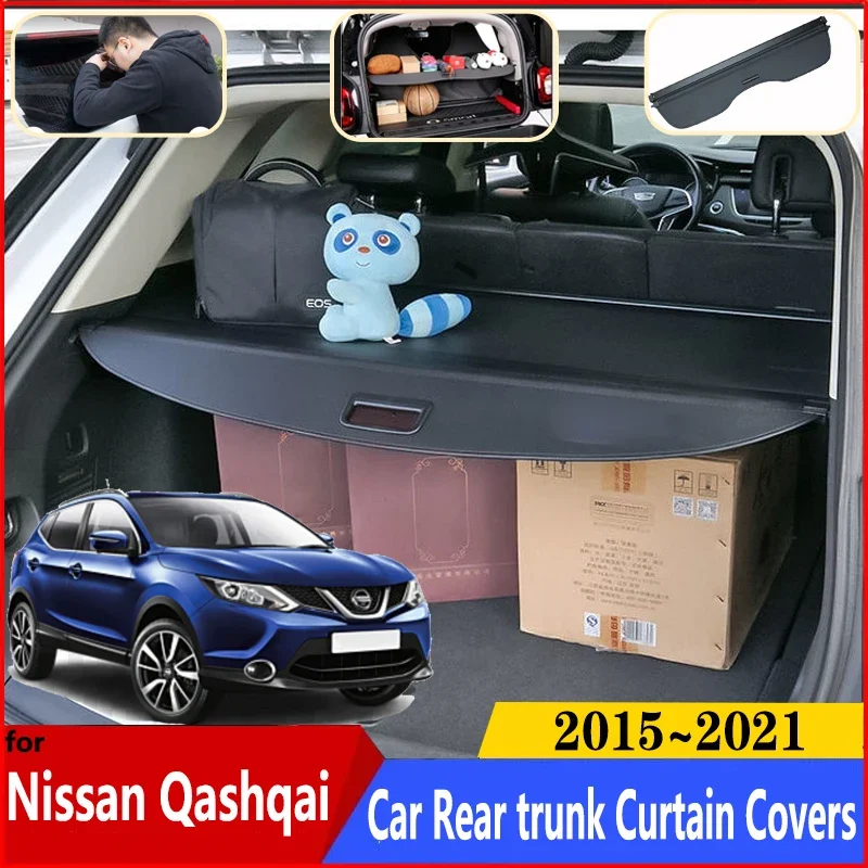 Car Rear Trunk Curtain Cover For Nissan Qashqai J11 Accessories 2013~2021 Car Rear Rack Partition Shelter Decoration Accessories