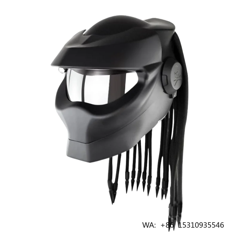 

Alien Predator Full-Face Motorcycle Helmet Sci-Fi Dreads ABS Mask Quick Release Closure All Seasons for Streetfighter Riding New