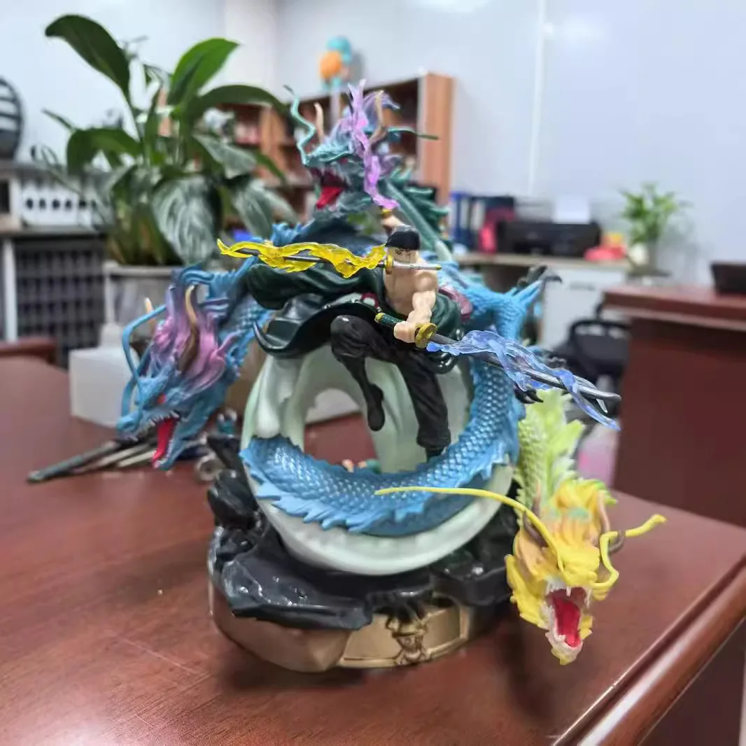 19cm uma peça tornado três dragão estilo zoro anime figura modelo estátua coleção decoração de mesa ornamento brinquedos presentes