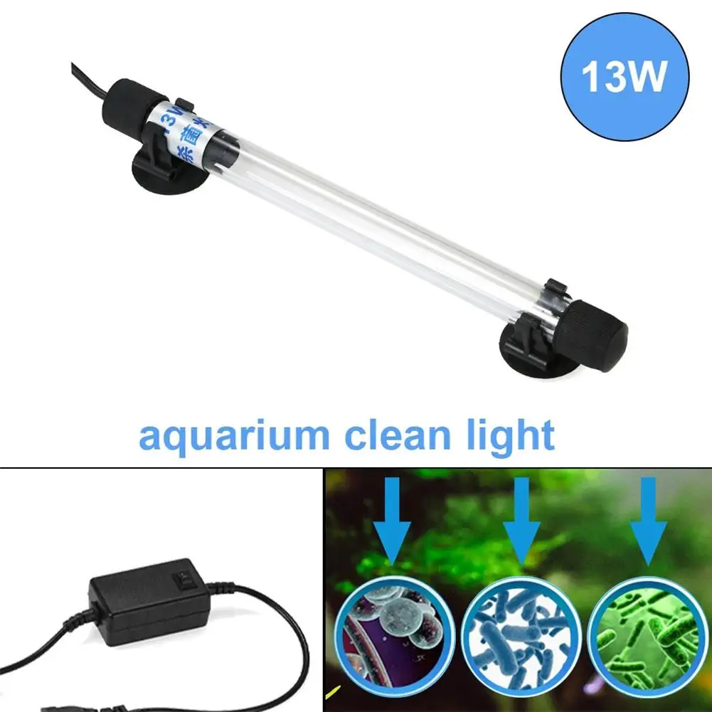 Fish Tank UV Light Sterilization Lamp Submersible Ultraviolet Sterilizer Water Disinfection For Aquarium Lamp AC110-120V US Q8C3