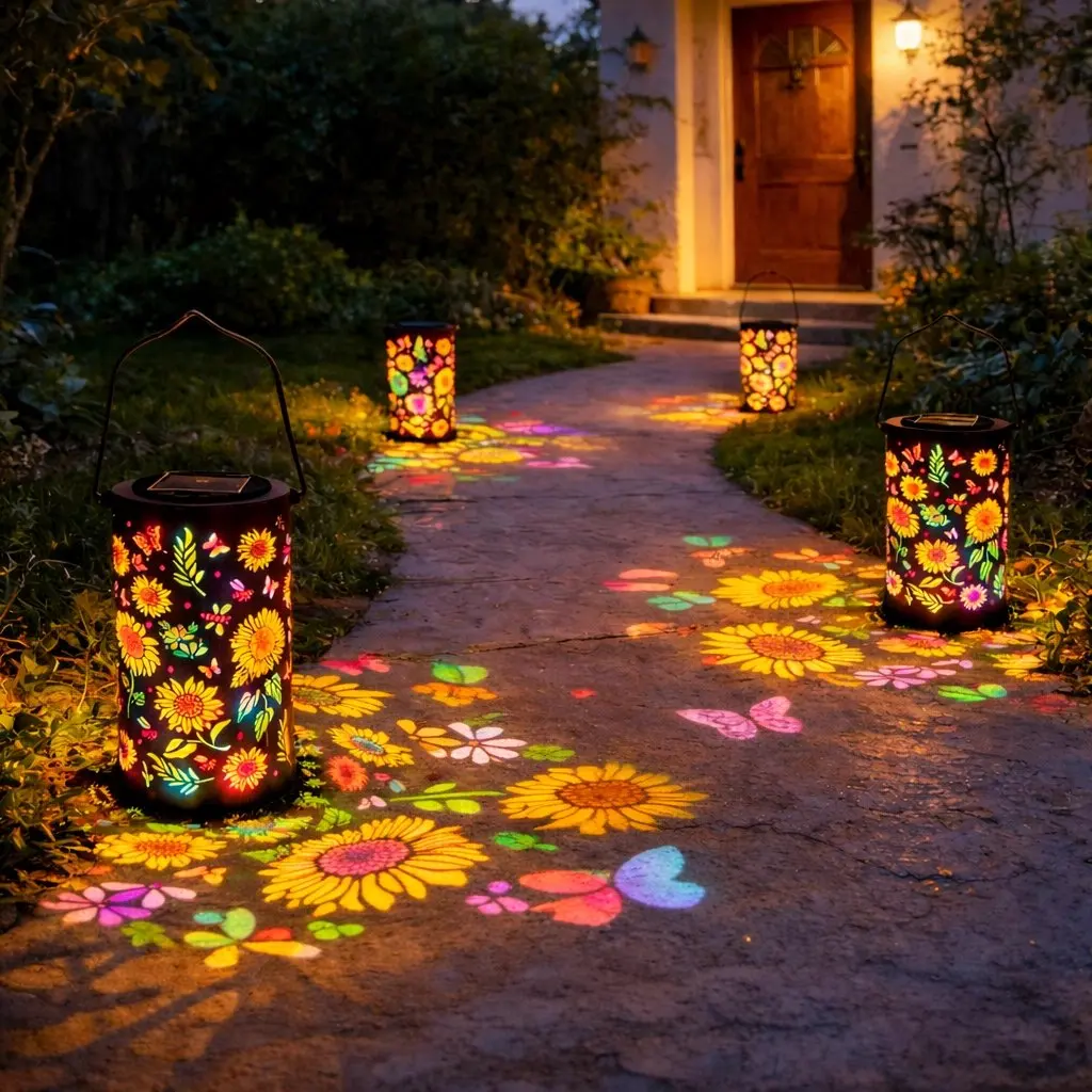 Colorful Solar Sunflower Lantern Waterproof Outdoor Glow Shadow Light Solar Powered for Pathway Lawn Garden Yard Night Decor 4