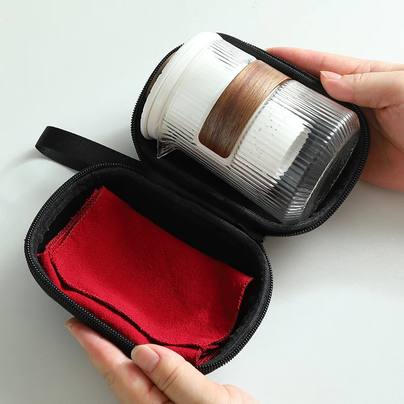 

Портативный чайный сервиз Baifu Suet для кемпинга, нефритовый дорожный чайный сервиз, один горшок, четыре чашки, простое противоожоговое термостойкое стекло