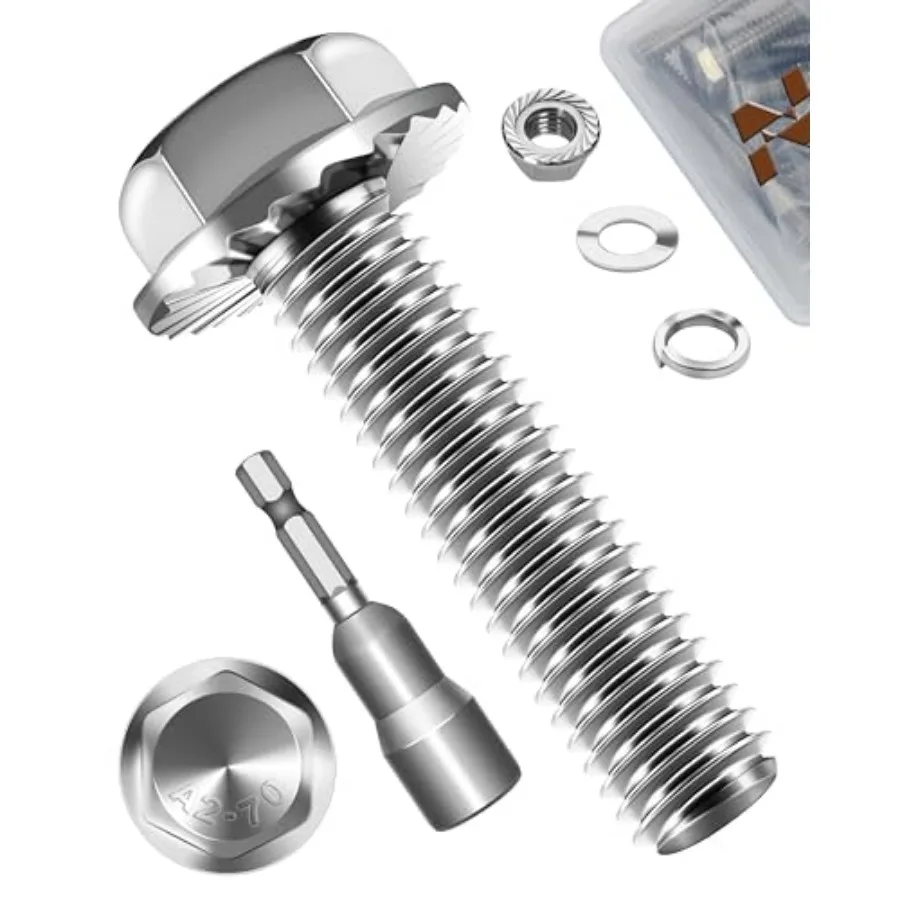 

10Sets M10 x 40mm Flanged Hex Head Bolts and Nuts, External Flange Hex Drive Screws, Fully Threaded M10 Metric Bolts for Pump,