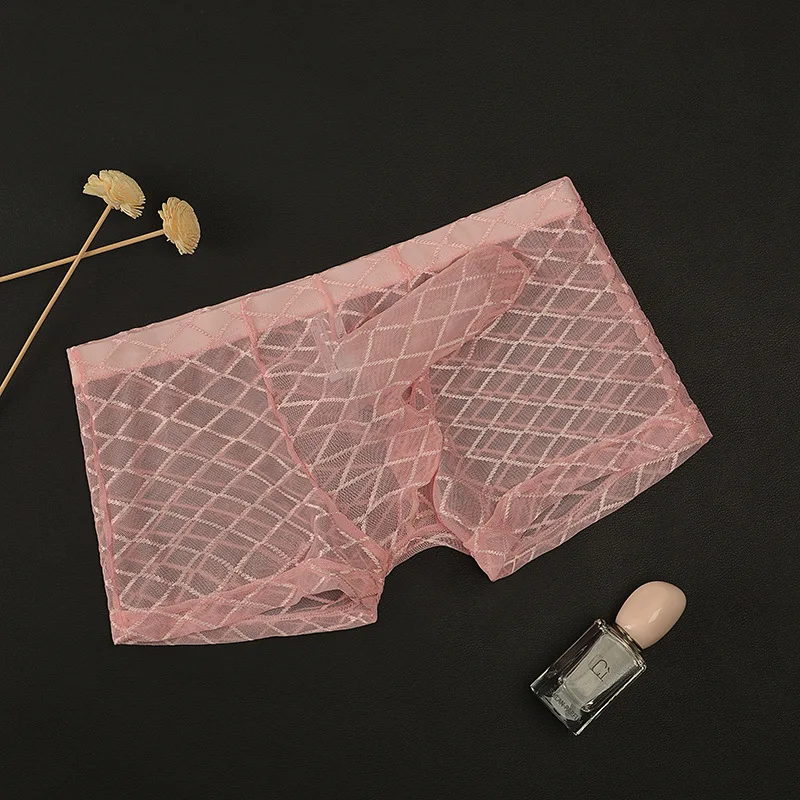 

Erotic Men's Boxy Underwear Lingge Mesh Transparent Elephant Nose Trunk Ultra-Thin See Through Boxer Shorts Gays Sexy Underpants