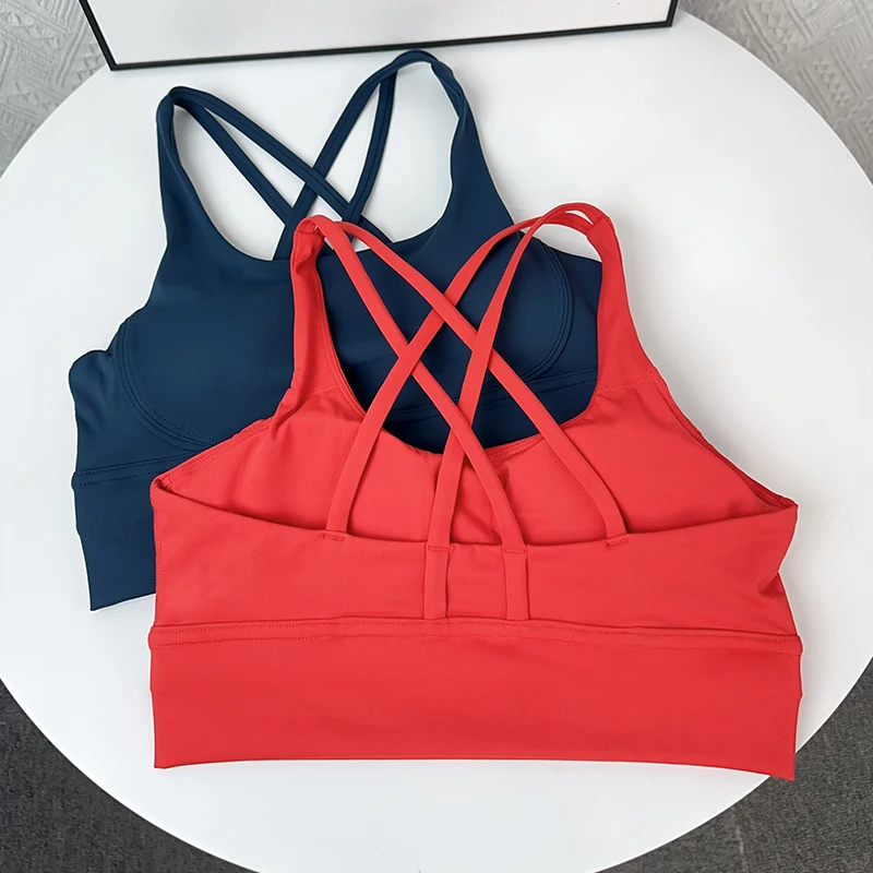

2 Piece Sport Yoga Classic Red Combination Sets Cross Back Shockproof Vest High Waist Athletic Leggings Running Yoga Sets️