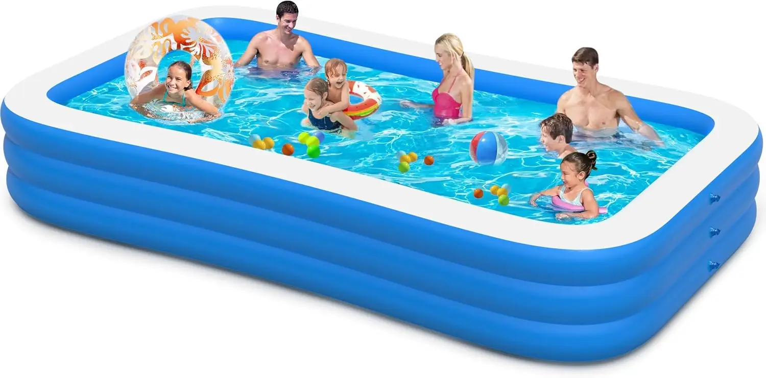 

10FT x 6FT Inflatable Swimming Pool for Adults & Kids, Oversized Thickened Family Pool for Backyard Outdoor Summer Fun