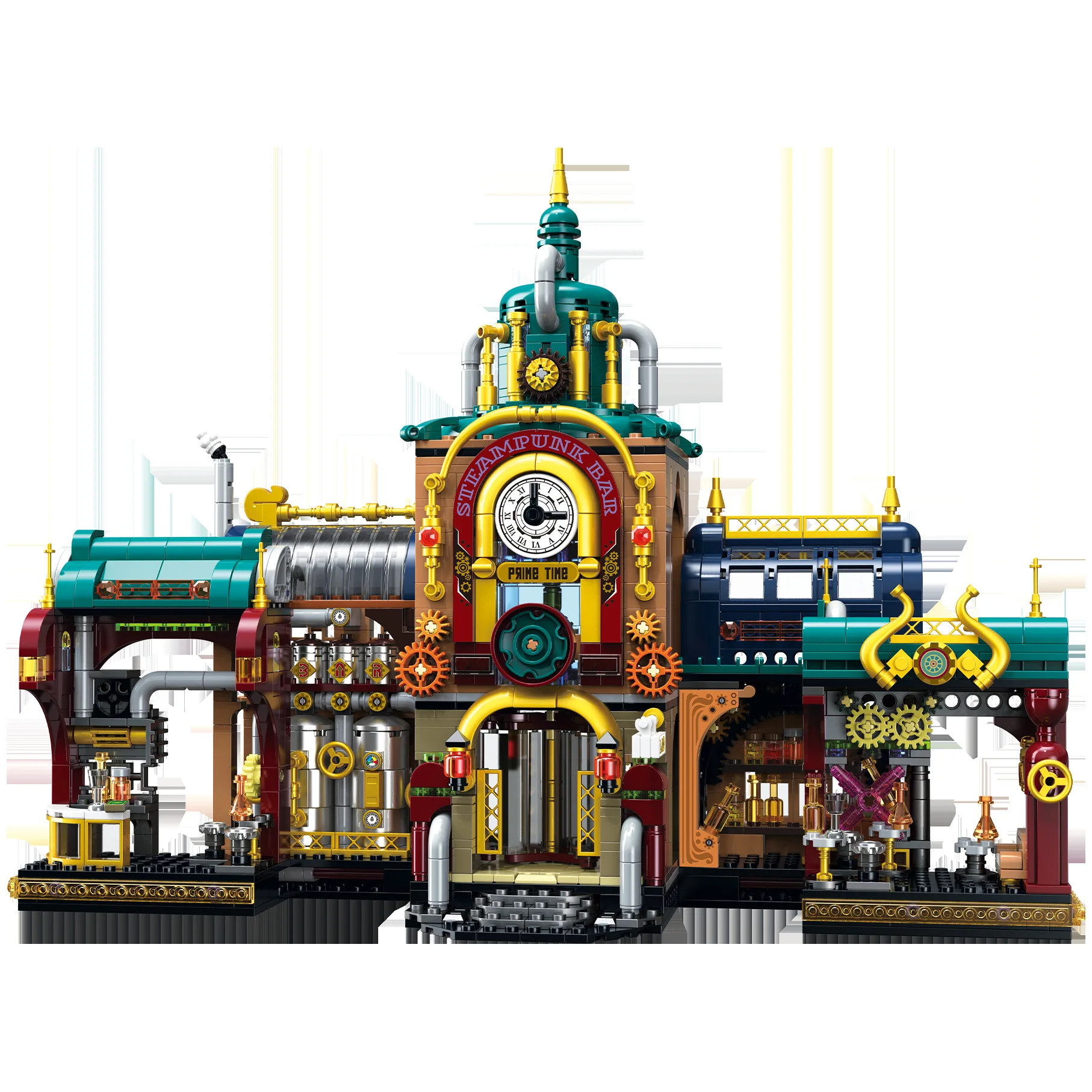 

Zhegao стимпанк бар строительные блоки украшения архитектурная уличная сцена образовательная головоломка сборка модель комплект