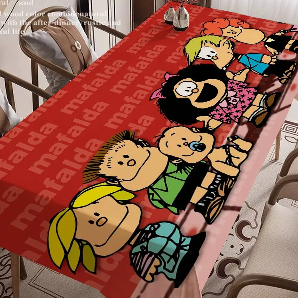 Mafalda Waterproof Rectangle Tablecloth Fiesta Home Decor Dining Room Decor Reusable Table Cover Party Supplies