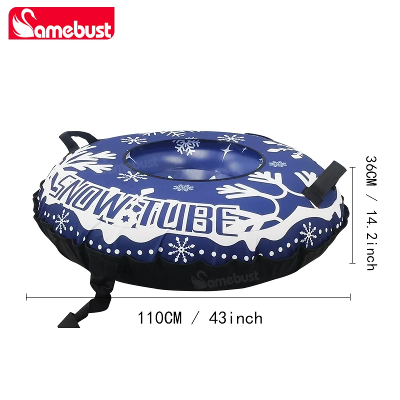 حلقة تزلج جديدة قابلة للنفخ مقاس 47 بوصة من Camebust مع غطاء قماش أكسفورد أنبوب ثلج شتوي، لون أزرق ثلجي