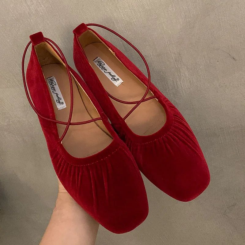 2024 Red Green Women Flats Brand New Low Heel Ballet Round Toe Shallow Shoe Slip On Loafer Round Toe Ballet Flat Shoes zapatos