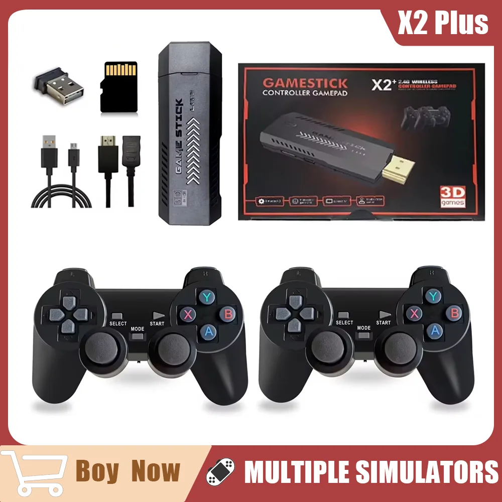 

X2 Plus 256G 58000 Game Stick GD10 4K Game Player TV 50 Emulator 3D HD Retro Video Game Console Wireless Controller Kids Gift