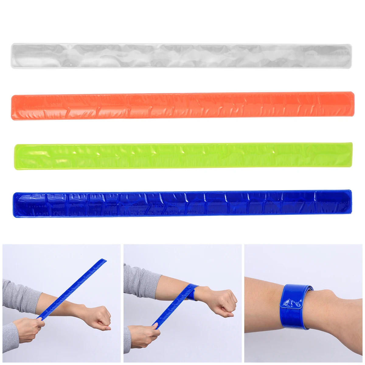 

8Pcs Reflective s High Visibility PVC Slap Bracelets Safety Armb s Night Running Hiking Jogging Camping Hiking
