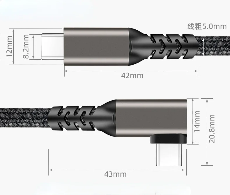 Cable de transferencia de datos tipo C a tipo C, Cable de carga Súper 4K, USB3.2 Gen2 x 2, 20Gbps, PD 100W, para teléfono, portátil, VR Link, gafas