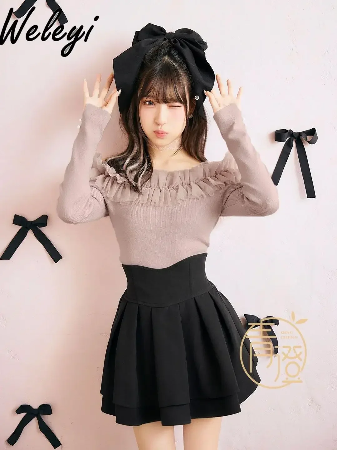 Sweet Girl Curved Waist Line Mine Black Skirt Student 2025 Japanese Style Mine Series Thin Underwear Short Skirts for Women