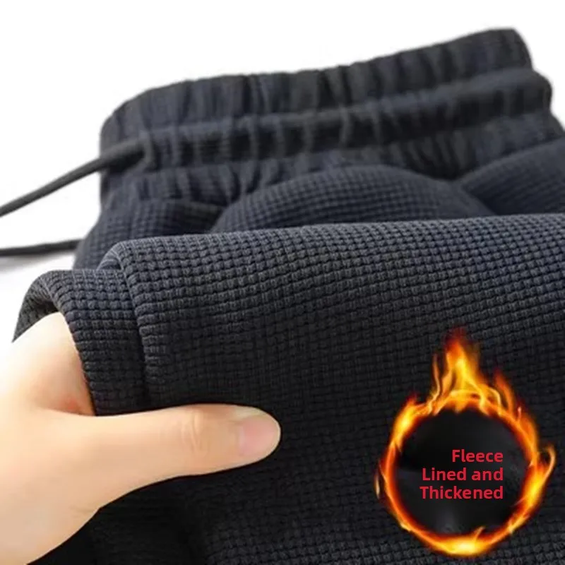 

Men's Fce Lined Casual Sports Sweatpants Straight Leg Long Trousers Autumn Winter plus Size Comfortable Loose Fit Youth Trend