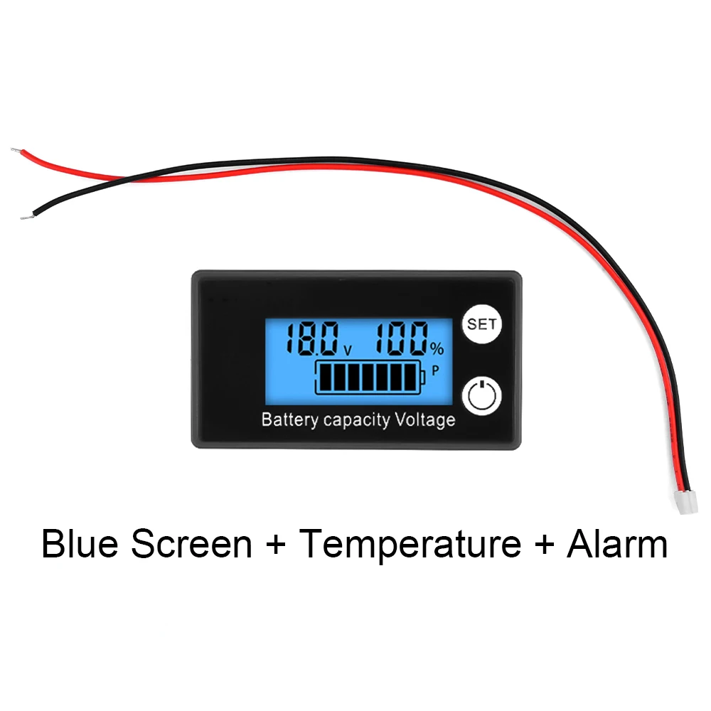 6133A DC8-100V Voltmeter Digital Battery Indicator Voltage Meter Lithium Ion Battery Capacity Monitor Temperature alarm function