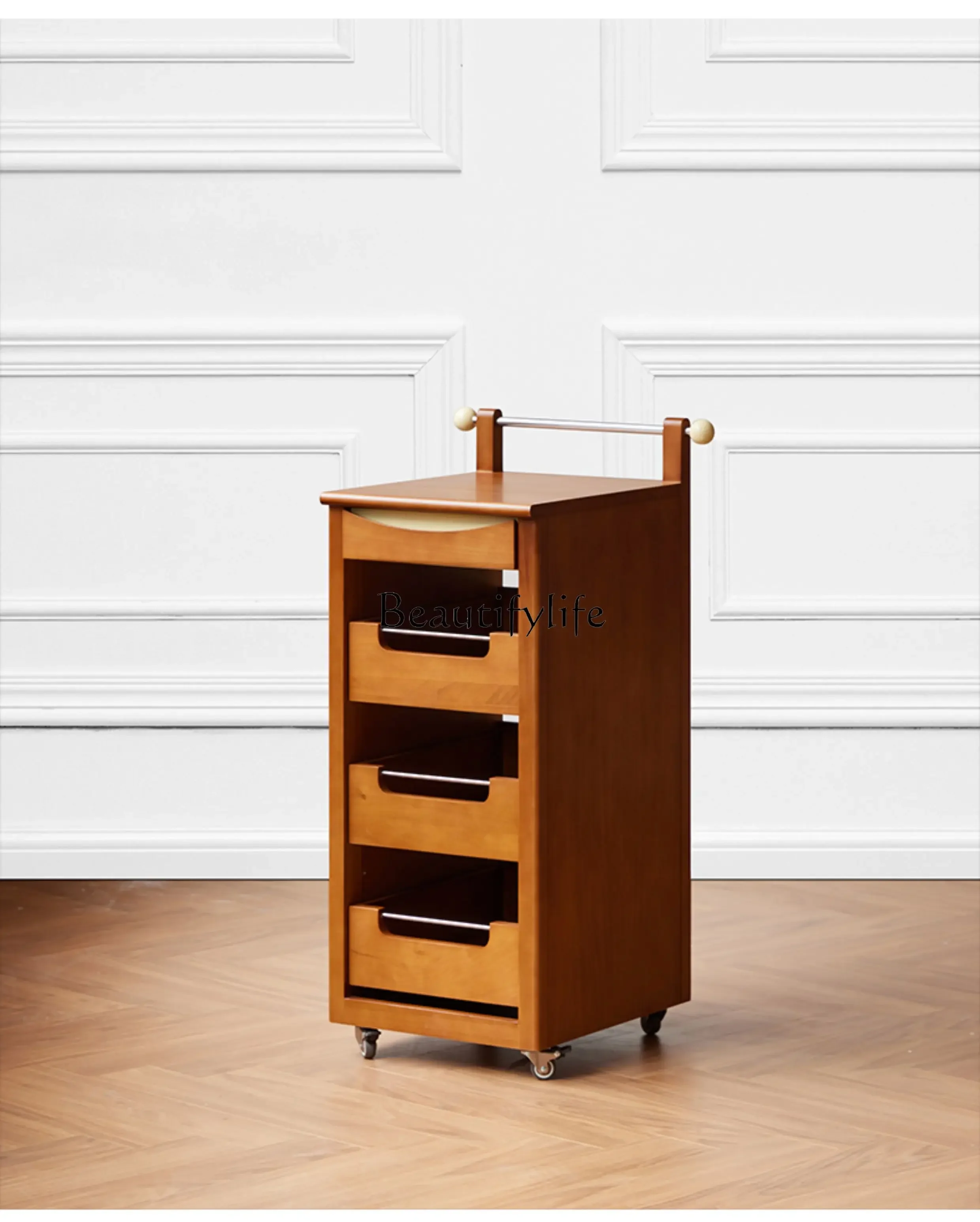 

FG52Mobile side cabinet antique trolley wooden edge few household retro corner few