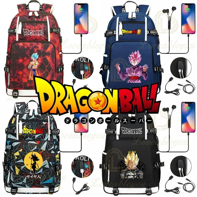 Mochila escolar Kakarotto, Mochila Dragon Ball Z con USB, bolsas Goku para estudio, papelería, bolsas de libros Bejita, Mochila para estudiantes de primaria, regalo