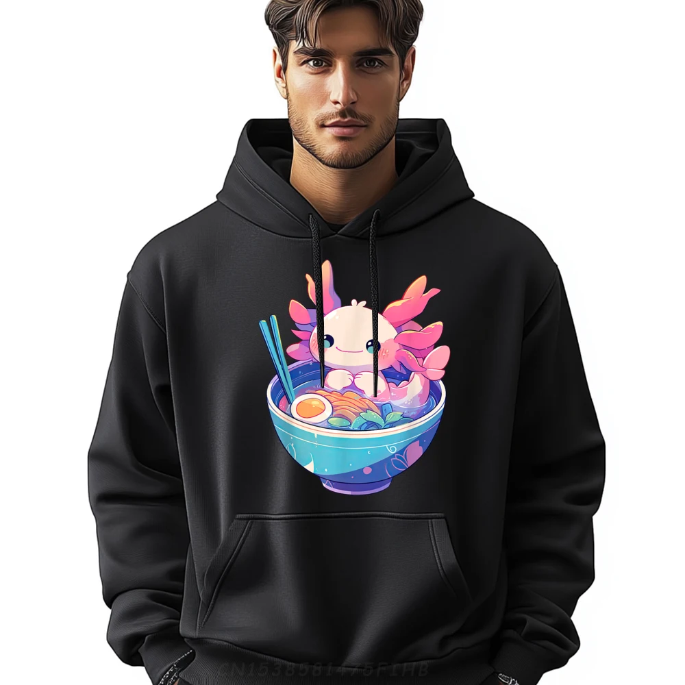 

Kawaii Pastel Goth Cute Pink Axolotl In A Bowl Of Ramen Pullover Hoodies For Men Designer Clothes Men Man Tops Tees Mardi Gras