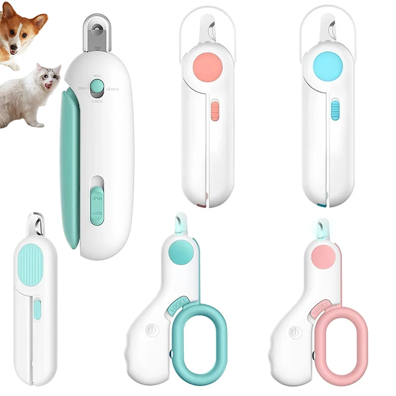 Cat Dog Nail Clippers Trimmer Pet Nail Clippers with LED Light and Nail File Professional Grooming Tools Kit for Pet Claw Care