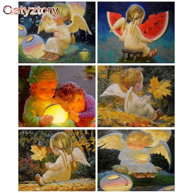 

GATYZTORY Acrylic Paint Diy Painting By Numbers Girl Pictures By Number Angel On Canvas Home Decoration DIY Gift Hand Painted