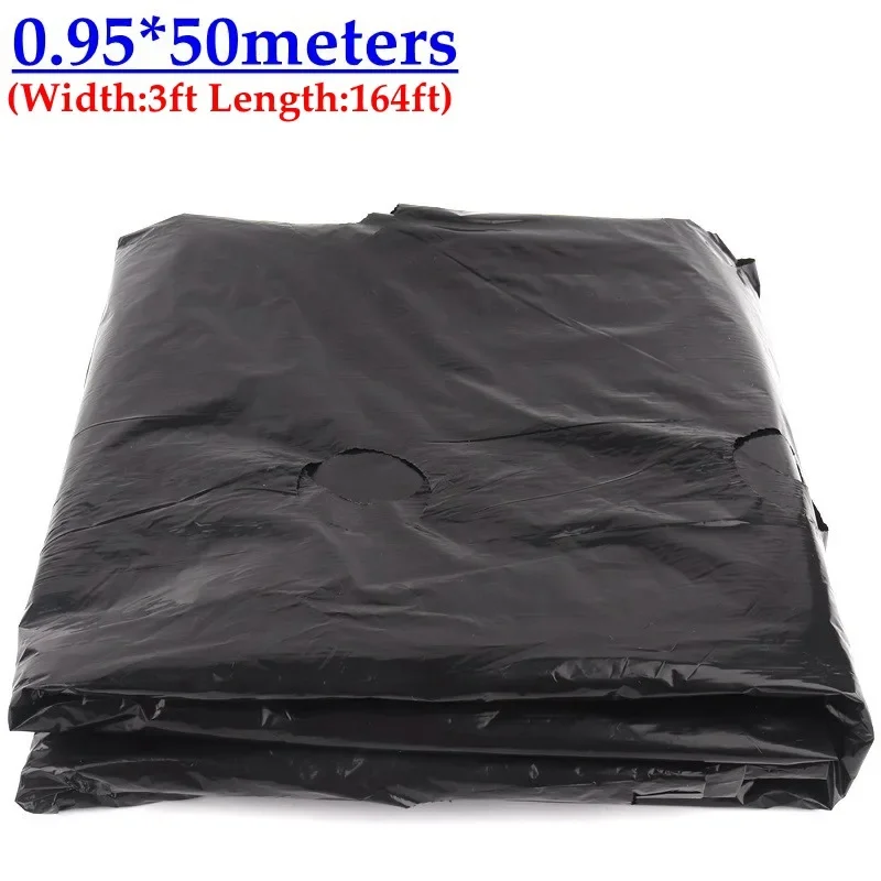 0.95*50m Vegetable Planting Perforated Black Grow Film Jardin Plastic Mulch Film горшок для цветов растительная оболочка