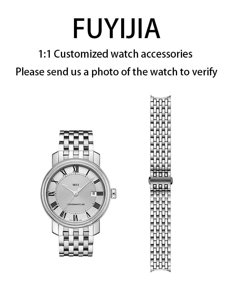

FUYIJIA Custom T-issot T-CLASSIC T097 оригинальные ремешки для часов 20 мм 14 мм изогнутый интерфейс браслет из нержавеющей стали 316L ремешок для пары