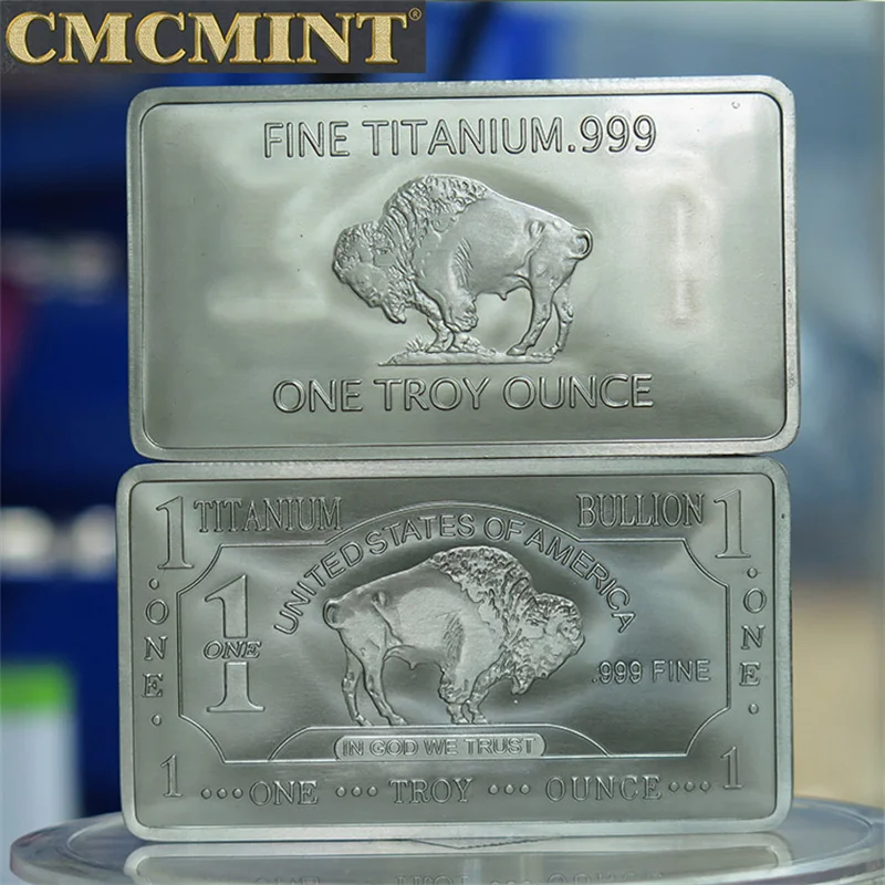 1Oz Buffalo Bar Fine Titanium .999 Bullion Mint 1 Troy Ounce United States Of America Badge Collection Souvenir A129