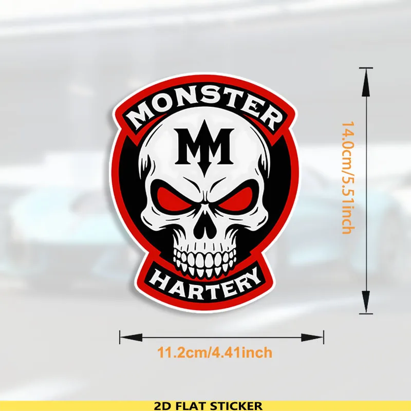 1PC Monster Hartery Skull Sticker for Motorcycle Car Decoration Cool Decal