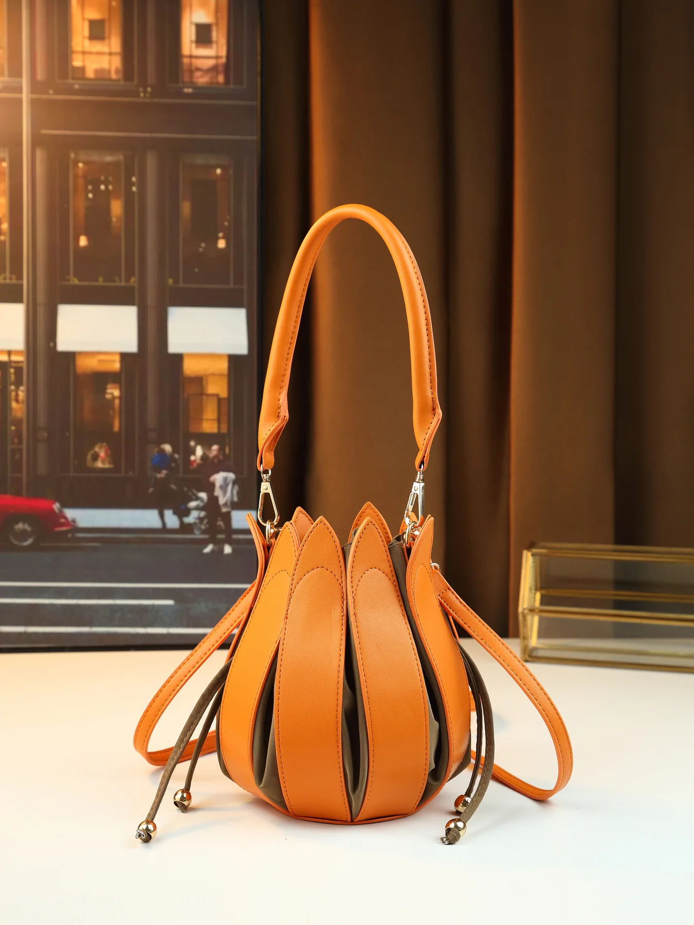 New Arrival Original Minimalist Multi Petal Lotus Bucket Bag Drawstring Pumpkin Purse Women Handheld Shoulder Crossbody Bag
