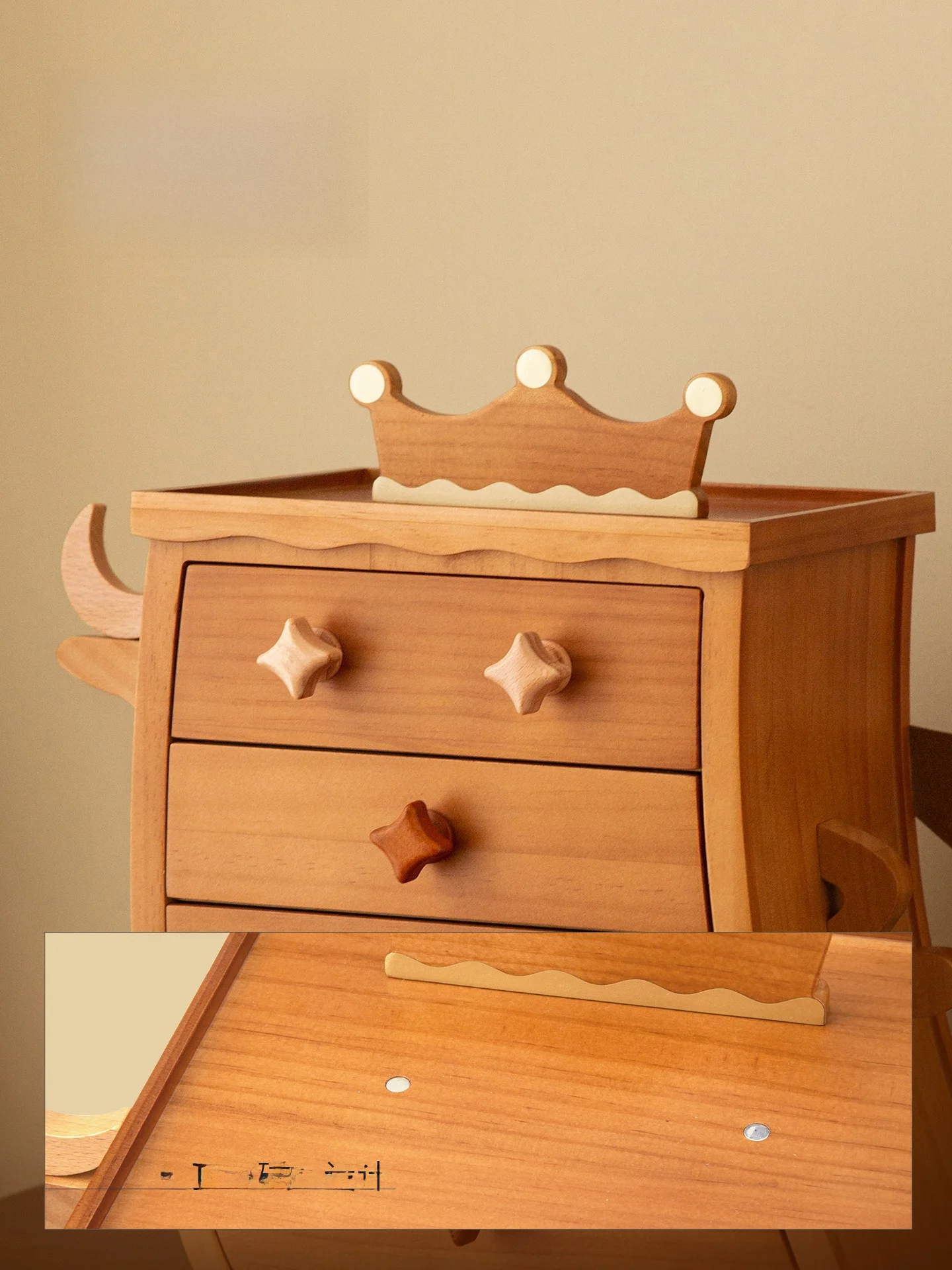 Nordic Country Wooden Jewelry Box Gold Accessories Storage Box Cute Cartoon Style Desktop Storage Organizer for Women Birthda...