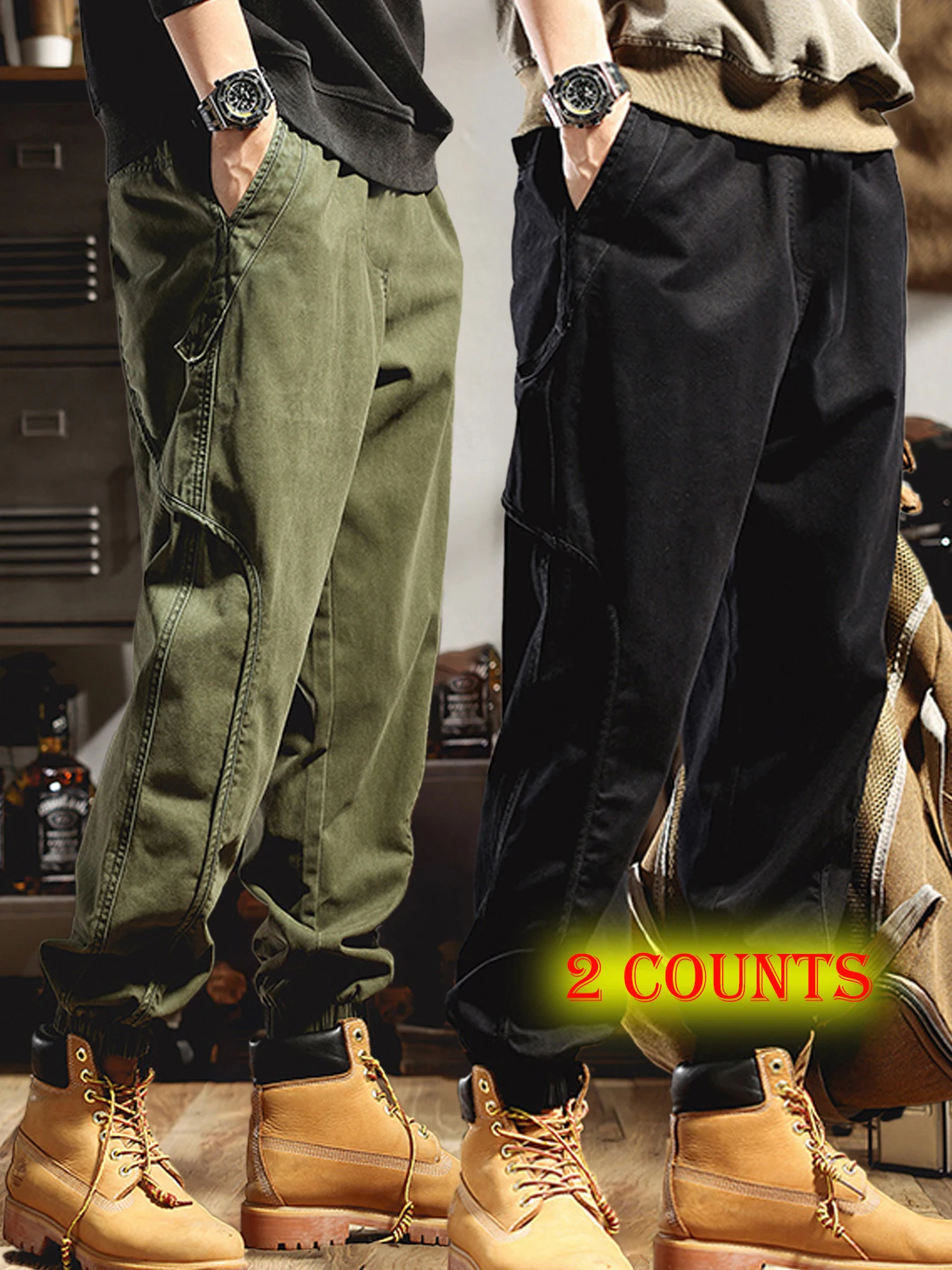 

Осенние мужские универсальные утягивающие повседневные брюки, свободные шаровары, быстросохнущие шорты средней длины для спецодежды, модные девятиточечные шорты