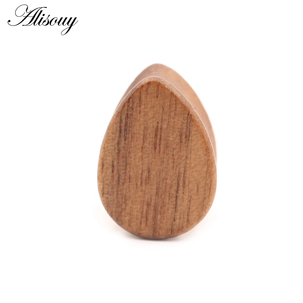 Alisouy 1pc Teardrop Water Drop Natural Wood Ear Plug Tunnel Earring Guages Stretcher Expander Women Men Piercing Body Jewelry