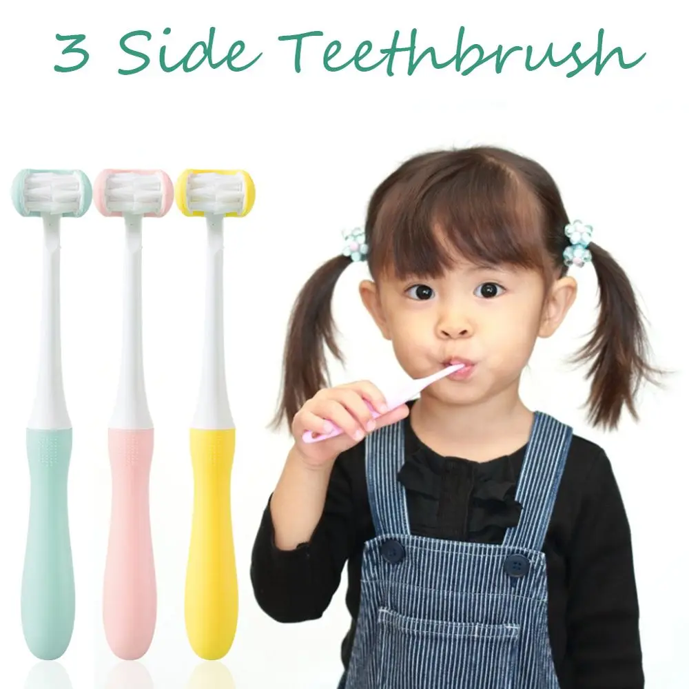 

Hygiene Silicone protection Oral Health Cleaner Kids Tooth Brush Oral Care Brush Three Sided Toothbrush Children's Toothbrush