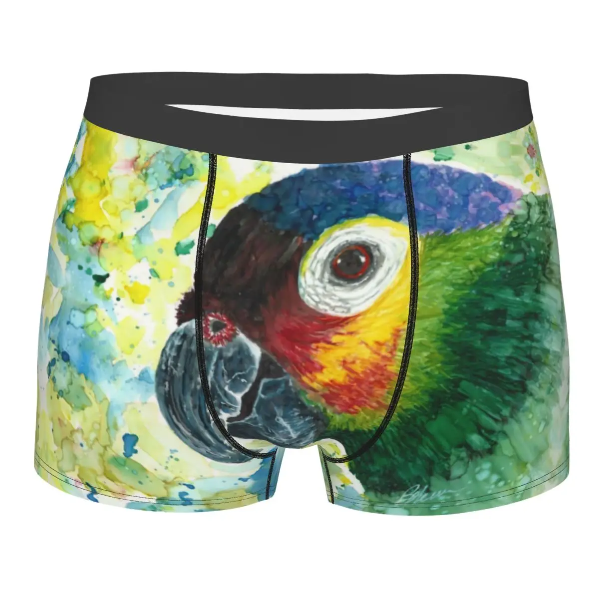 

Модные боксеры Squawky Florida Green Parrot на заказ, шорты, мужские трусы, дышащие трусы с птицами, нижнее белье