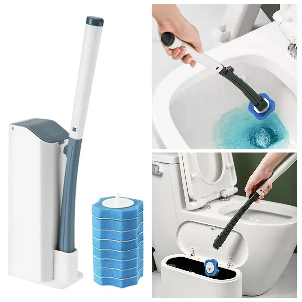 Disposable Bathroom Toilet Brush Cleaner With Long Handle No Dead Corner Cleaning Brush Replacement Brush Head And Plunger Set