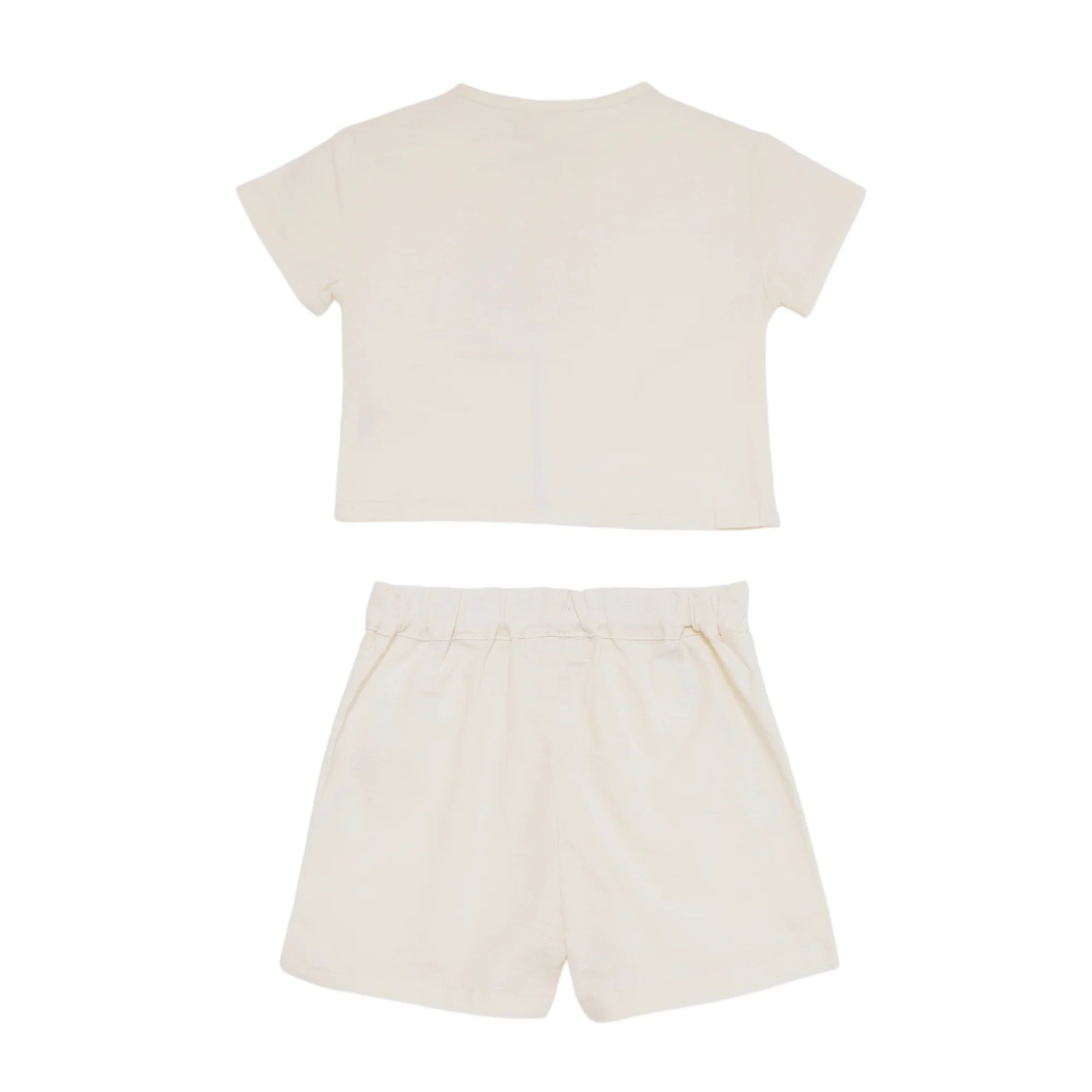 Breathable Cotton Baby Boy Two Piece Outfit Blue Contrast Stitch Top Elastic Waist Shorts Toddler Baby Sets For Summer