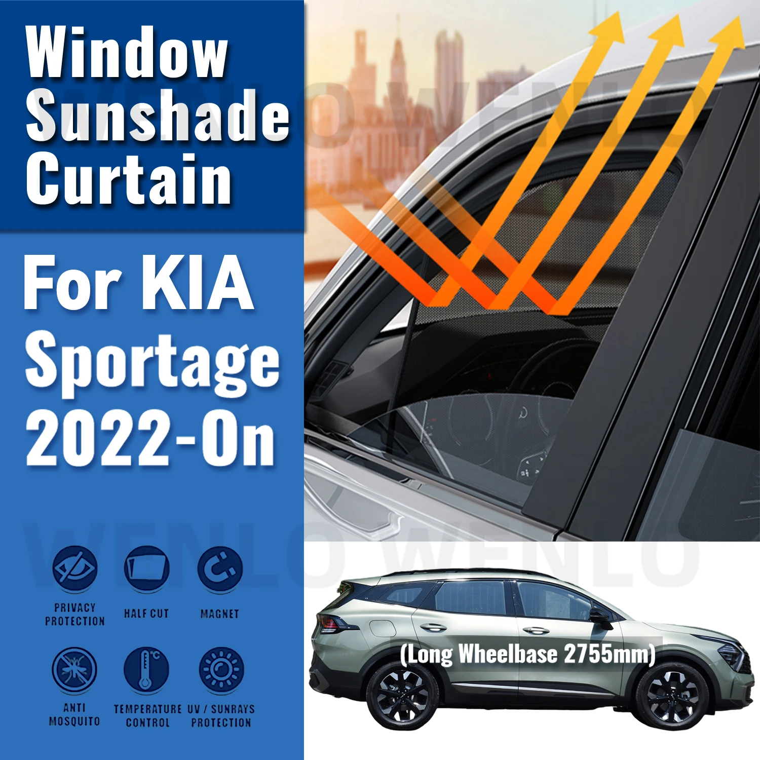 

For KIA Sportage NQ5 Hybrid 2024 2022 2023 Magnetic Car Sunshade Shield Front Windshield Curtain Rear Side Baby Window Sun Shade