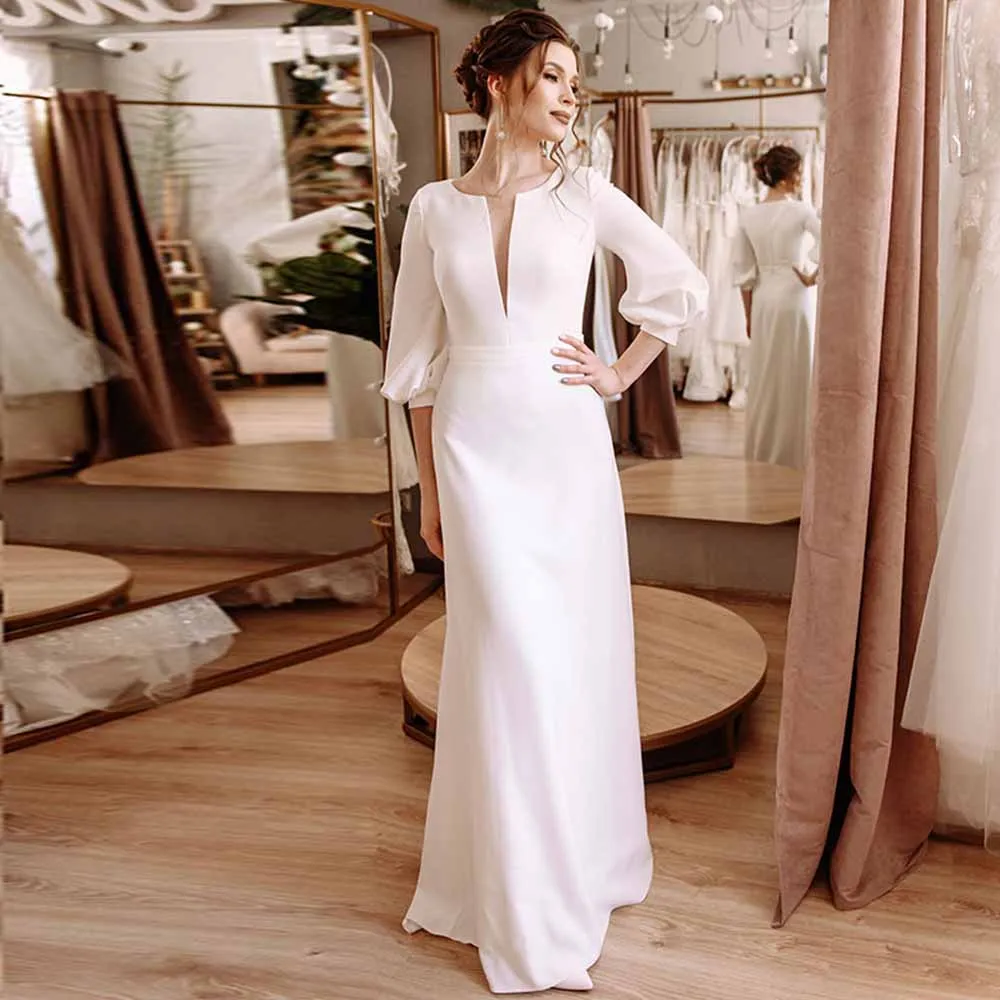 

Classic Mother Of The Bride Dresses Sheath/Column Jersey Wedding Guest Dress White O-Neck Pearls Pleat Hollow Wedding Dress Long